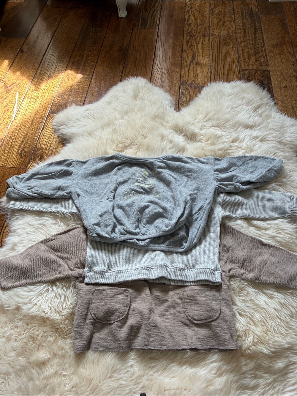 Kids Two-Tone Knit Top - Gray and Taupe